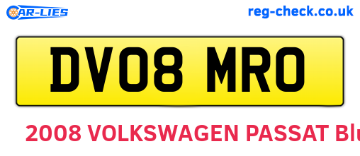 DV08MRO are the vehicle registration plates.