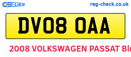 DV08OAA are the vehicle registration plates.