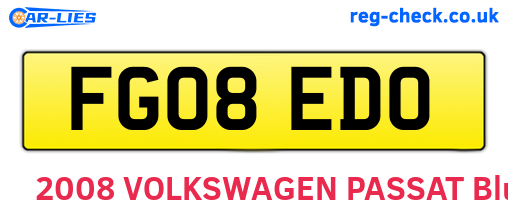FG08EDO are the vehicle registration plates.