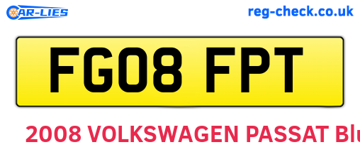 FG08FPT are the vehicle registration plates.