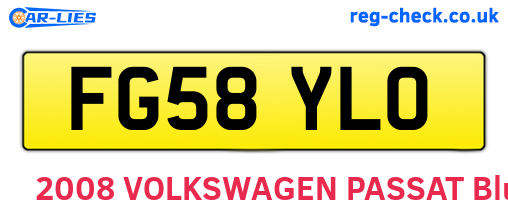 FG58YLO are the vehicle registration plates.