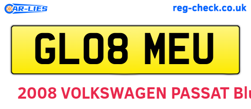 GL08MEU are the vehicle registration plates.