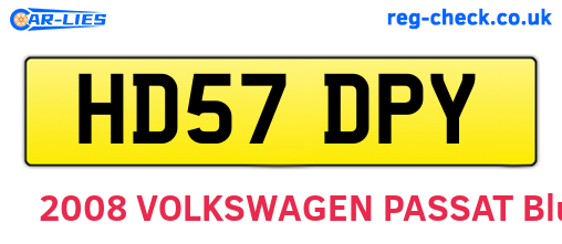 HD57DPY are the vehicle registration plates.