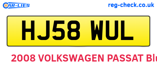 HJ58WUL are the vehicle registration plates.