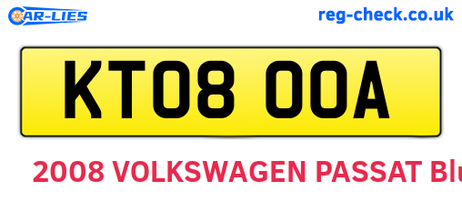 KT08OOA are the vehicle registration plates.