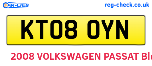 KT08OYN are the vehicle registration plates.
