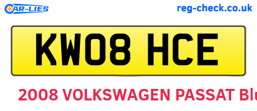 KW08HCE are the vehicle registration plates.