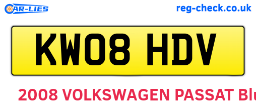 KW08HDV are the vehicle registration plates.