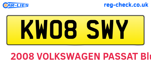 KW08SWY are the vehicle registration plates.
