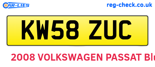KW58ZUC are the vehicle registration plates.