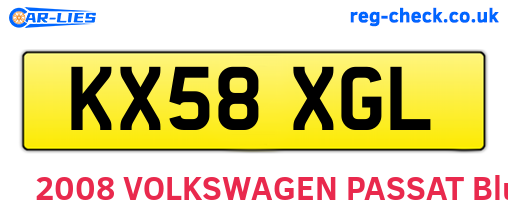 KX58XGL are the vehicle registration plates.