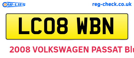 LC08WBN are the vehicle registration plates.