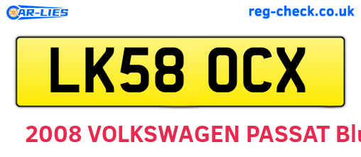 LK58OCX are the vehicle registration plates.