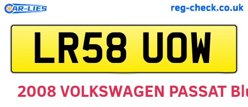 LR58UOW are the vehicle registration plates.