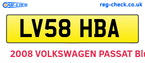 LV58HBA are the vehicle registration plates.