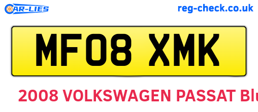 MF08XMK are the vehicle registration plates.
