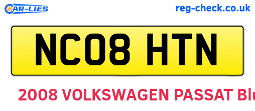 NC08HTN are the vehicle registration plates.