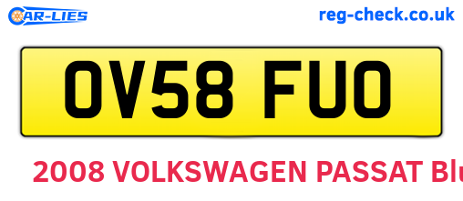 OV58FUO are the vehicle registration plates.