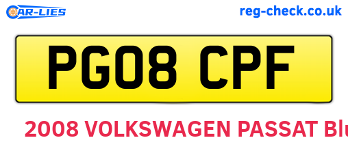 PG08CPF are the vehicle registration plates.