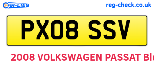 PX08SSV are the vehicle registration plates.