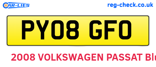 PY08GFO are the vehicle registration plates.