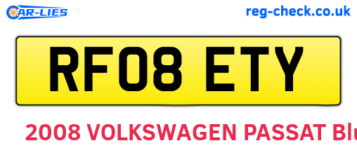 RF08ETY are the vehicle registration plates.
