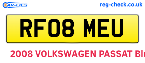 RF08MEU are the vehicle registration plates.