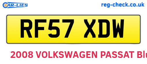 RF57XDW are the vehicle registration plates.