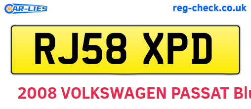 RJ58XPD are the vehicle registration plates.