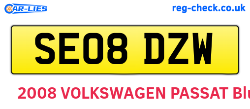 SE08DZW are the vehicle registration plates.