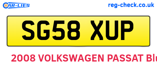 SG58XUP are the vehicle registration plates.