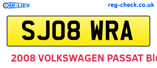 SJ08WRA are the vehicle registration plates.