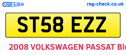 ST58EZZ are the vehicle registration plates.