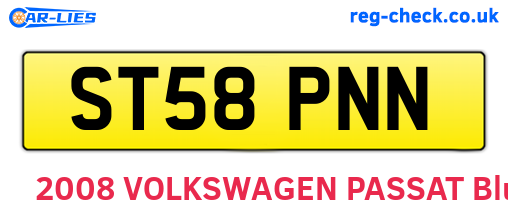 ST58PNN are the vehicle registration plates.
