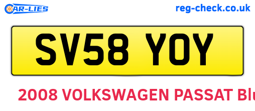 SV58YOY are the vehicle registration plates.