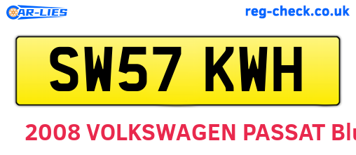SW57KWH are the vehicle registration plates.