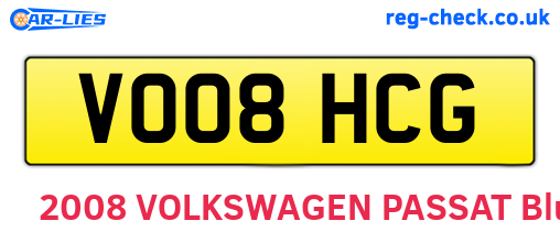 VO08HCG are the vehicle registration plates.