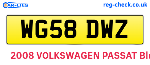 WG58DWZ are the vehicle registration plates.