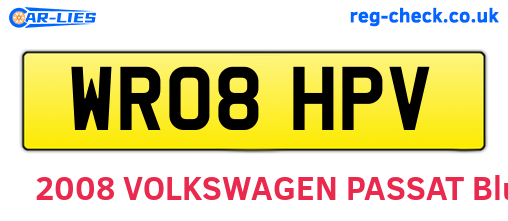WR08HPV are the vehicle registration plates.