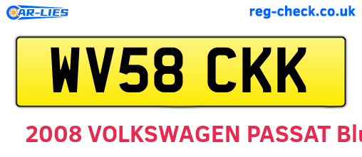 WV58CKK are the vehicle registration plates.