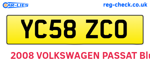 YC58ZCO are the vehicle registration plates.
