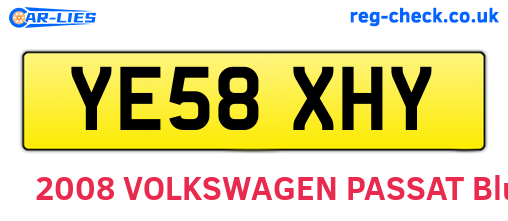 YE58XHY are the vehicle registration plates.