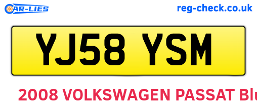 YJ58YSM are the vehicle registration plates.