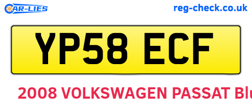 YP58ECF are the vehicle registration plates.