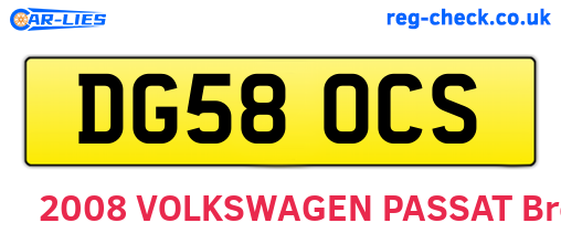 DG58OCS are the vehicle registration plates.