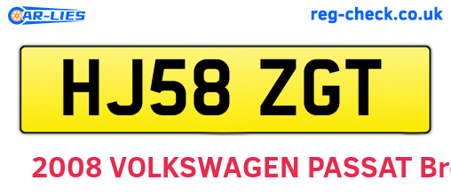 HJ58ZGT are the vehicle registration plates.