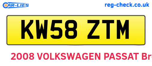 KW58ZTM are the vehicle registration plates.