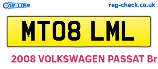 MT08LML are the vehicle registration plates.