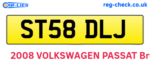 ST58DLJ are the vehicle registration plates.