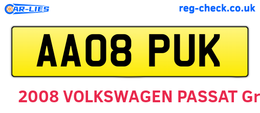 AA08PUK are the vehicle registration plates.